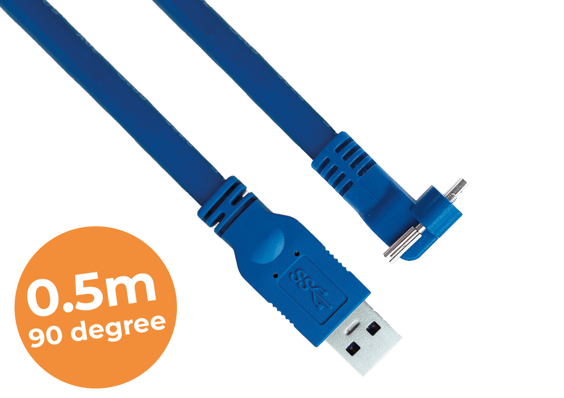 CABLE-D-USB3-0.5M-90D, 0.5-meter USB3.0 cable - 90degree, Screw lock, Industrial grade, 90degree