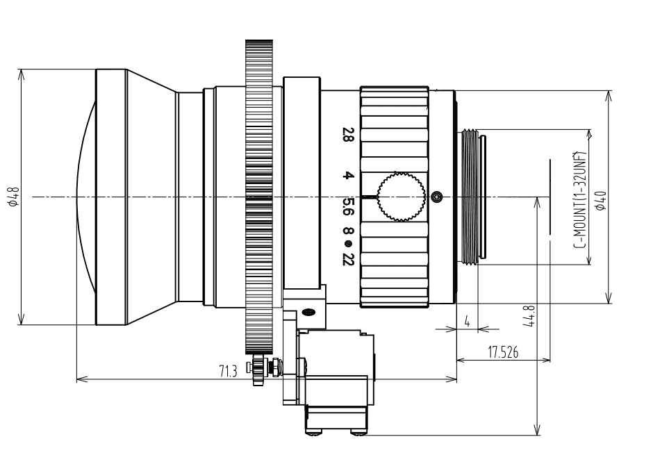 VA6-LCM-20MP-12MM-F2.8-110-AF, Motorized Focus Lens C-mount 20MP 12MM F2.8 1.1"