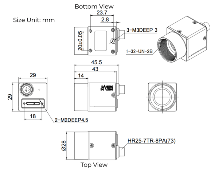 MER2-1220-32U3C, IMX226, 4024x3036, 32fps, 1/1.7", Rolling shutter, CMOS, Color