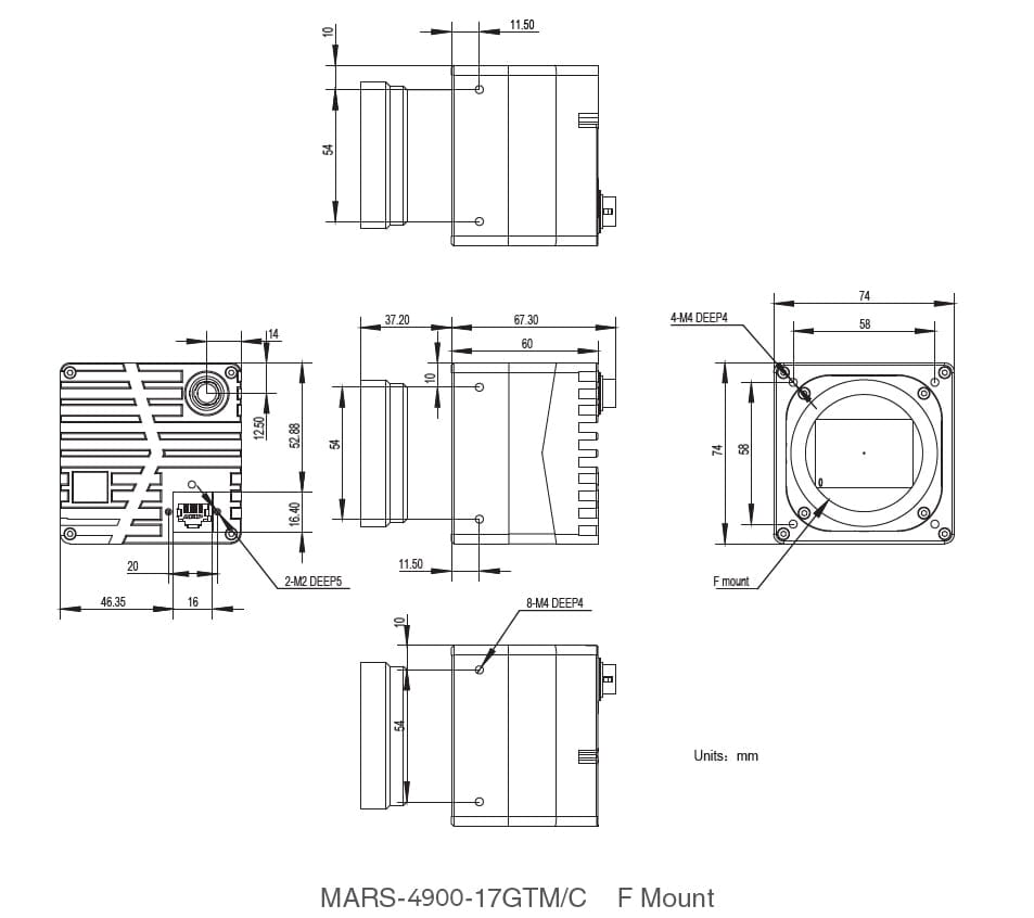 MARS-5000-24GTM, GMAX3249, 7008x7000, 24fps, 2", Global shutter, CMOS, Mono