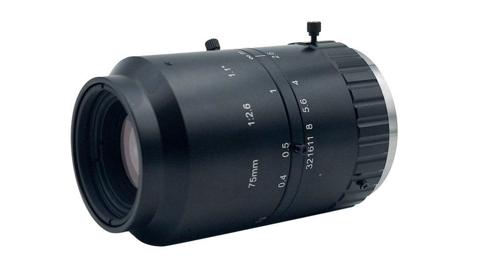 LCM-12MP-75MM-F2.6-1.1-ND1, LENS C-mount, 12MP, 75MM, F2.6, 1.1", NON DISTORTION